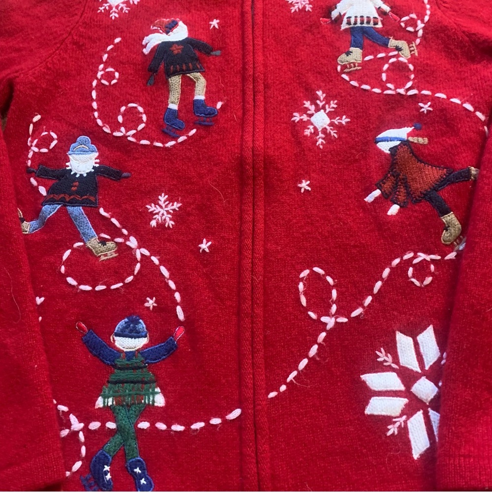 Vintage Charter Club Skates Sweater Full Zip Snowflake Sweater - Picture 8 of 12